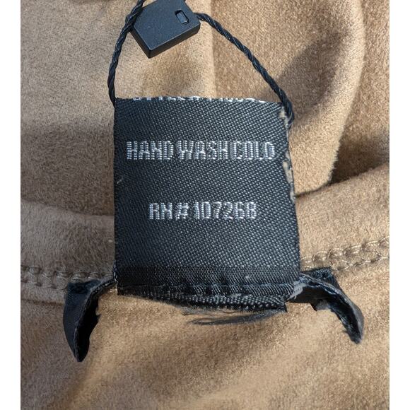 Gracia Faux Suede Asymmetrical Fit & Flare Mini Dress Camel Medium NWT - Picture 6 of 6